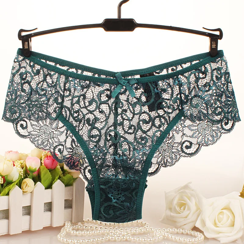 

Traceless Sexy Panties Underwear Women Lace Hollow Briefs Mid-Rise Plus Size Female Lingerie Solid Women Clothing Soft Panties