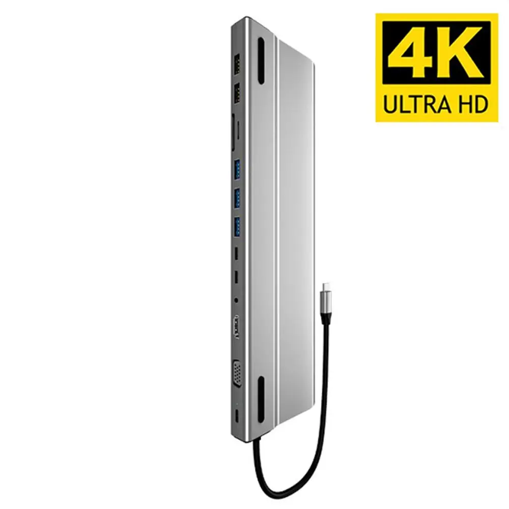 

14 in 1 SD Reader VGA PD Charging 3.5mm Jack Docking Station USB Type-C Hub 4K HDMI Gigabit Ethernet For Laptop PC