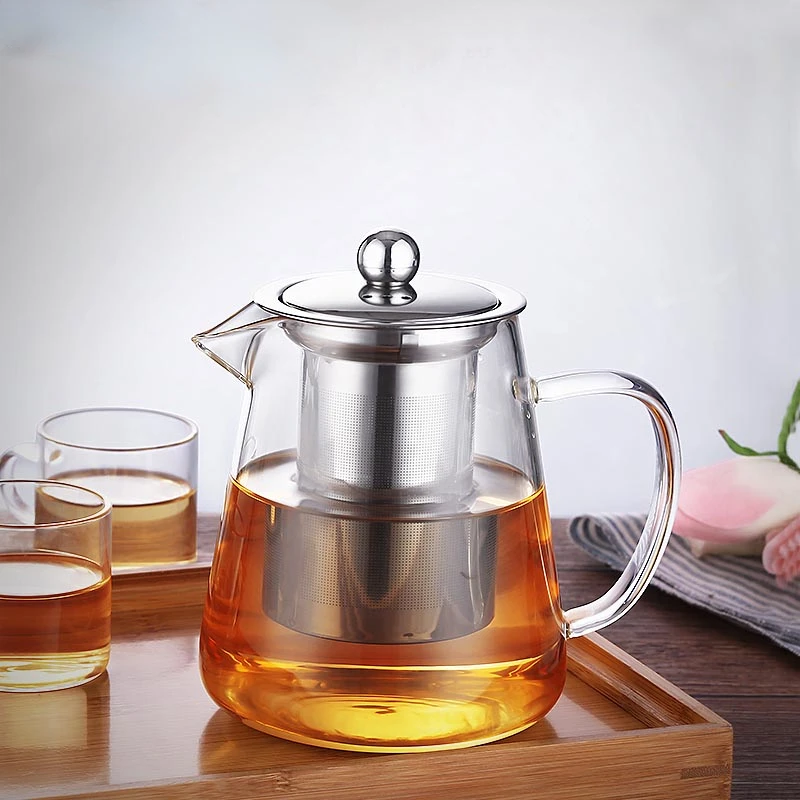 

Big Glass Teapot With Removable Infuser Filter Heat-resistant Glass Tea Sets Flower Teapot Coffee Pot Large Glass Kettle