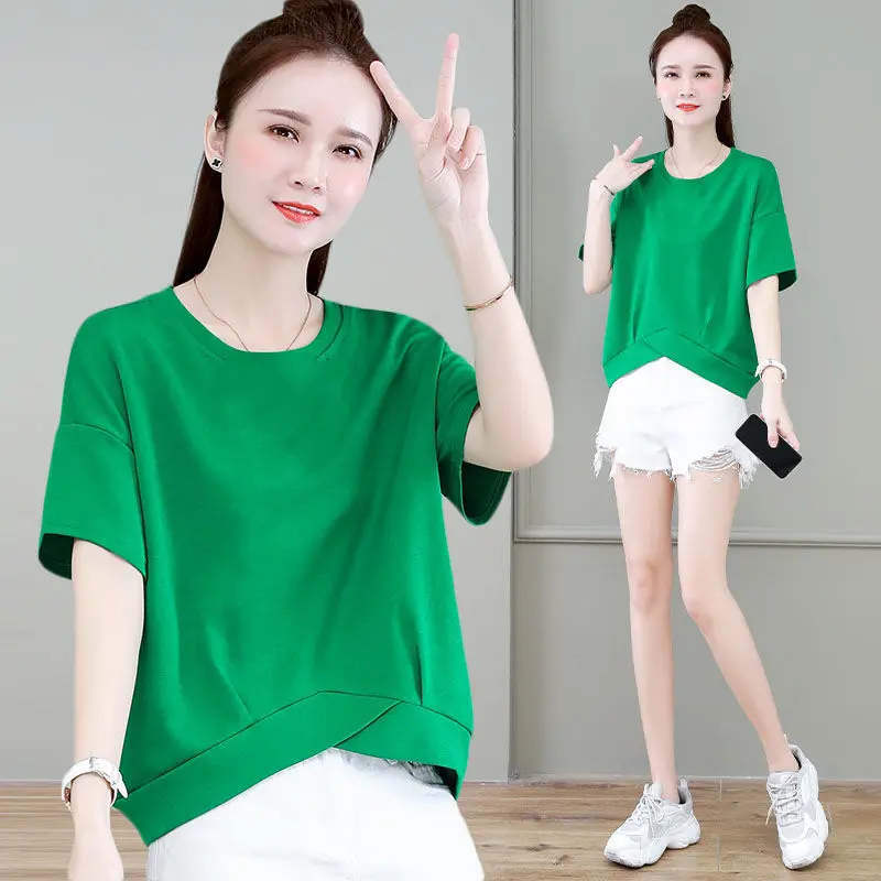 

Женская свободная футболка оверсайз, Корейская одежда, футболки с коротким рукавом, 2022, женские топы, модные женские блузки в стиле Харадзюк...