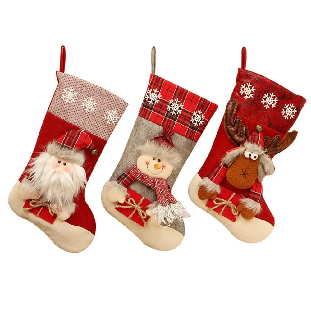 

New Year 2022 Christmas Stocking Sack Xmas Kids Gifts Candy Bag Christmas Decorations for Home Cloth Sock Christmas Tree Decor