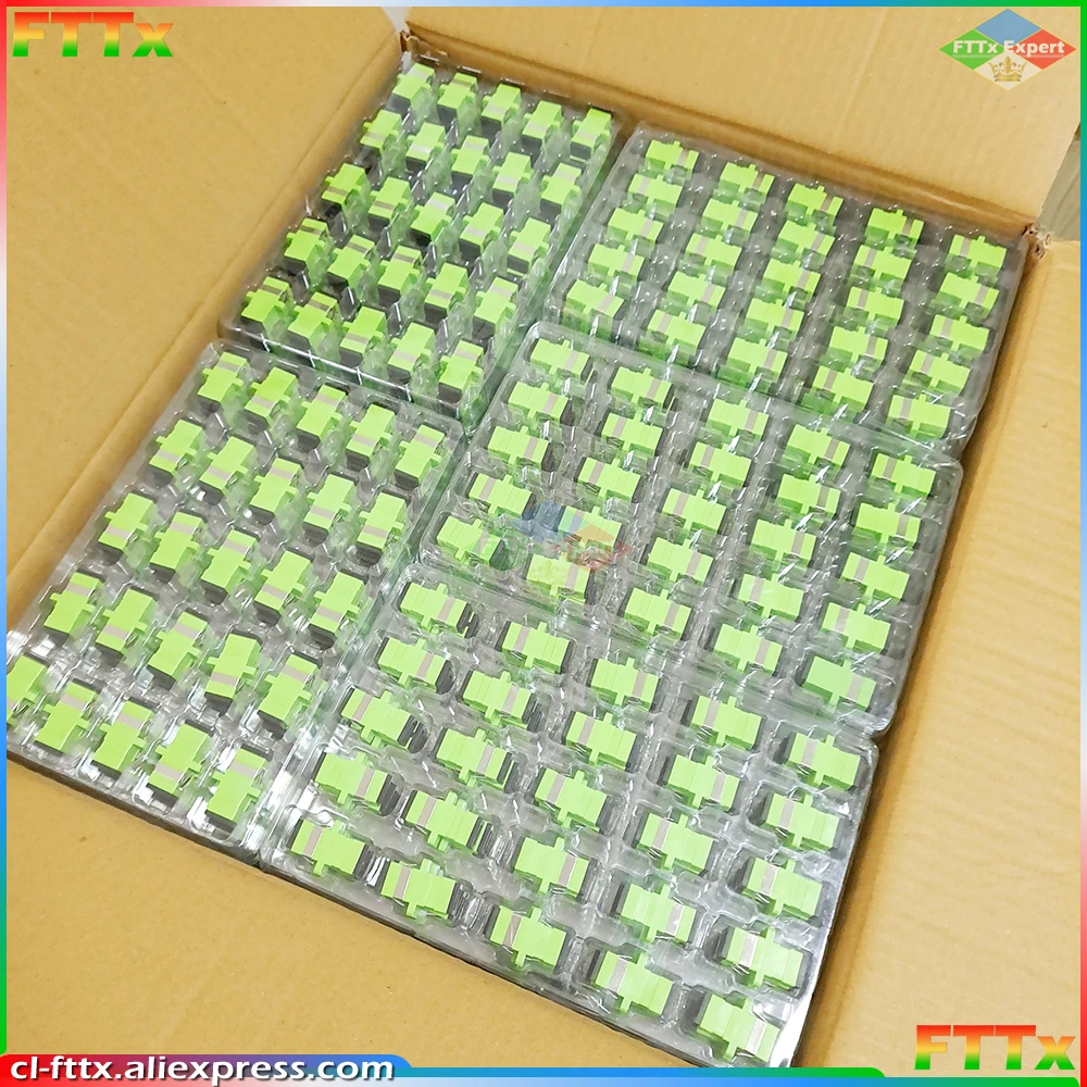 100/200/500pcs SC APC Simplex Single-mode Fiber Optic Adapter SC Optical Fiber Coupler SC APC Fiber Flange SC Connector