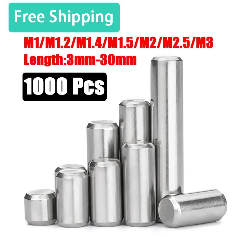 

1000Pcs M1 M1.2 M1.4 M1.5 M2 M2.5 M3 Locating Dowel 304 Stainless Steel Solid Cylindrical Fixed Shaft Solid Non-Standard Size