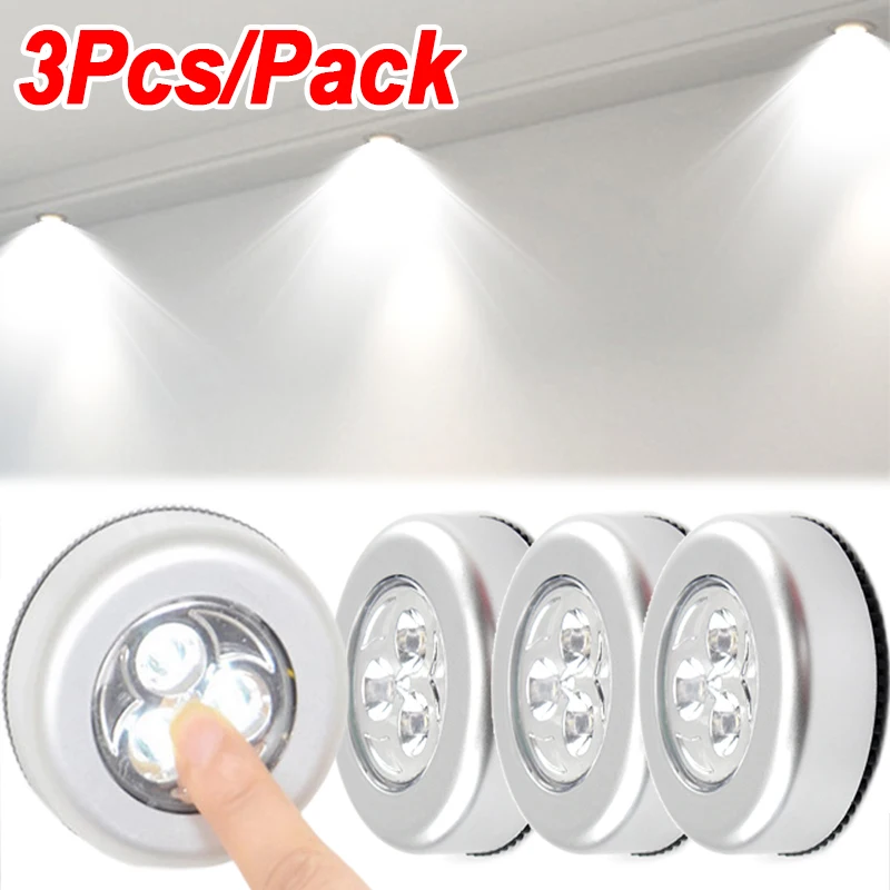 

3Pcs/Pack LED Under Cabinet Light with Adhesive Sticker Wireless Wall Lamp Wardrobe Cupboard Closet Bedroom Kitchen Night Light