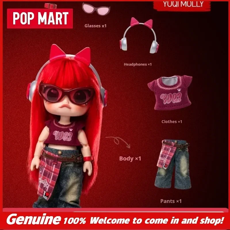 Фото Оригинальная фигурка Pop Mart Molly × Yuqi, масштаб 1/8, шарнирная, коллекционная, подарок, таинственная коробка-сюрприз №3