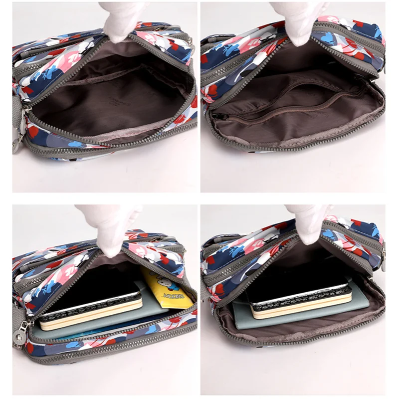 Large Capacity Printing Women's Shoulder Bag Horizontal Square Zipper Crossbody Bag Female Wallet Cell Phone Pouch Backpack