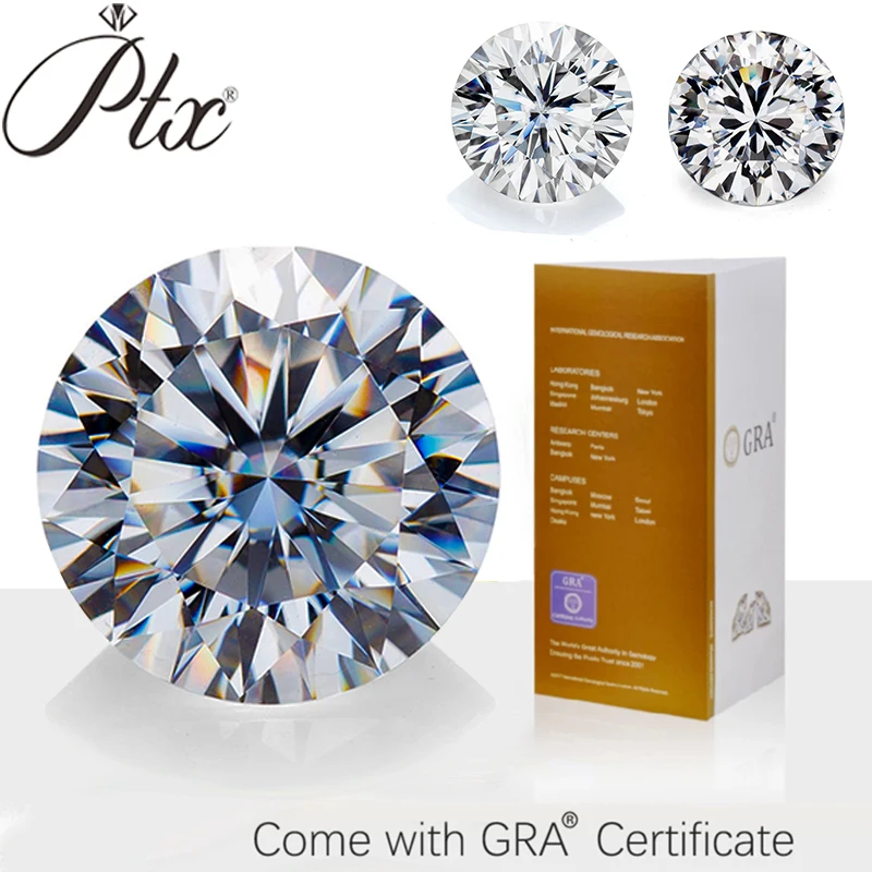 

GRA Certified Round Cut Loose Moissanite Stones 100% Real Excellent Lab Diamond D White Color VVS1 All Sizes For Jewelry Making