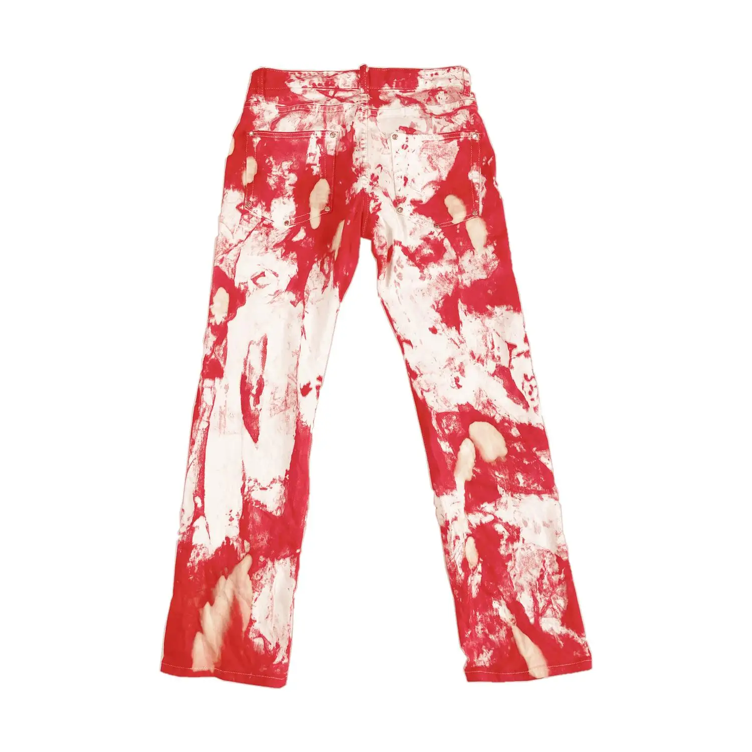 Original street fashion hip-hop rock personality tie-dye hair ink rivets stitching straight jeans for men and women