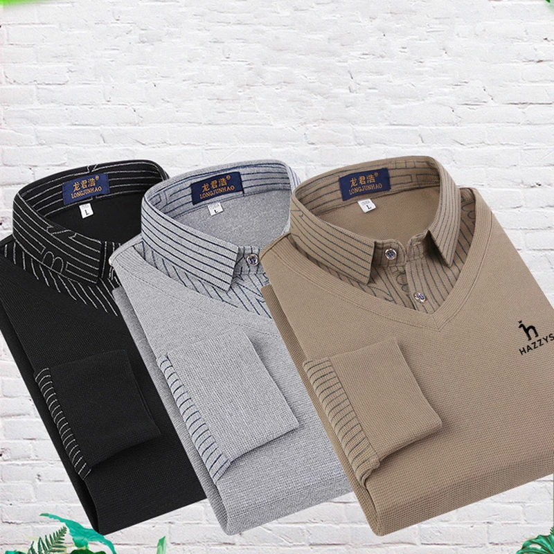 

New Hazzys Fake 2 Pieces Top Men's Golf Clothes 2023 Golf T-shirt Men's Golf Wear Autumn High-end Tennis Blouse Golf Wear Men