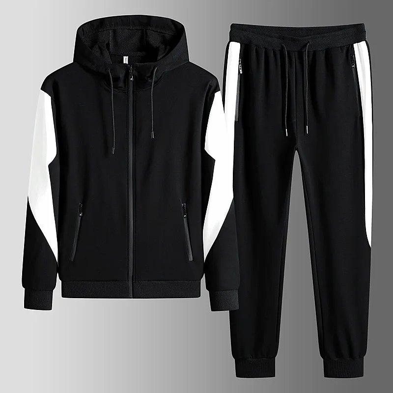 Spring Sports Suit Casual Jogger Sportswear 2 Piece Tracksuit Set Men Autumn Zip Up Hooded Jacket and Sweatpants Male Clothing