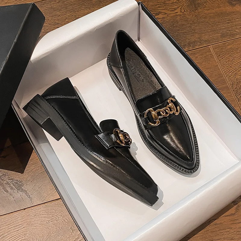 Woman Vulcanize Shoes 2022 New Women's Shoes Popular Spring and Autumn Single Shoes Comfortable Black Loafers Plus Size 41-42