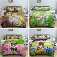 3d animal duvet cover set cute cat bedding set with pillowcase twin double full queen king size comforter cover 23 pcs