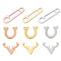 10pcs stainless steel geometric u shape safe pin deer animal charm pendant for diy jewelry making bracelet %ef%bc%86 necklace accessorie