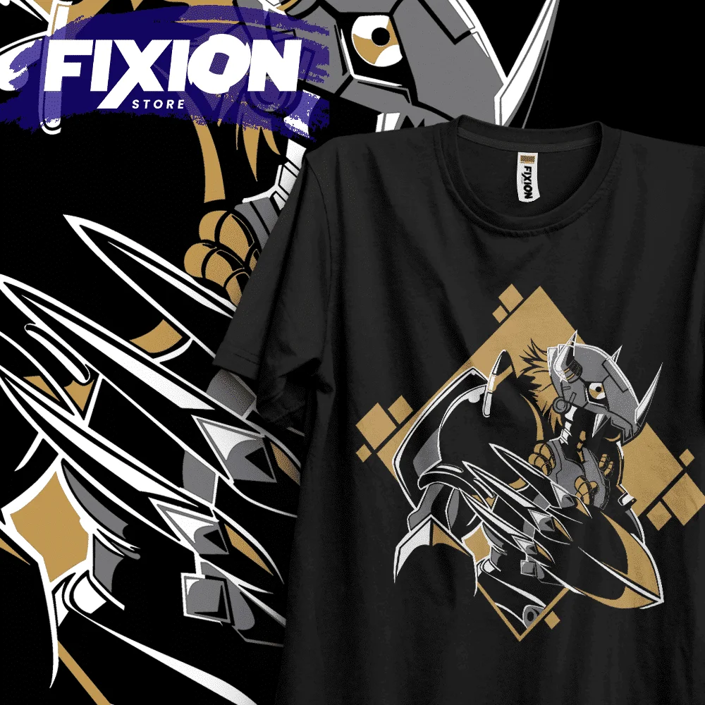 Digimon-blackwargraymon аниме Мерч рубашка японская манга унисекс 100% футболка с коротким