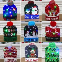 125pcs led light up christmas hats beanie knitted christmas winter hat xmas hat with lights for kids adult christmas party