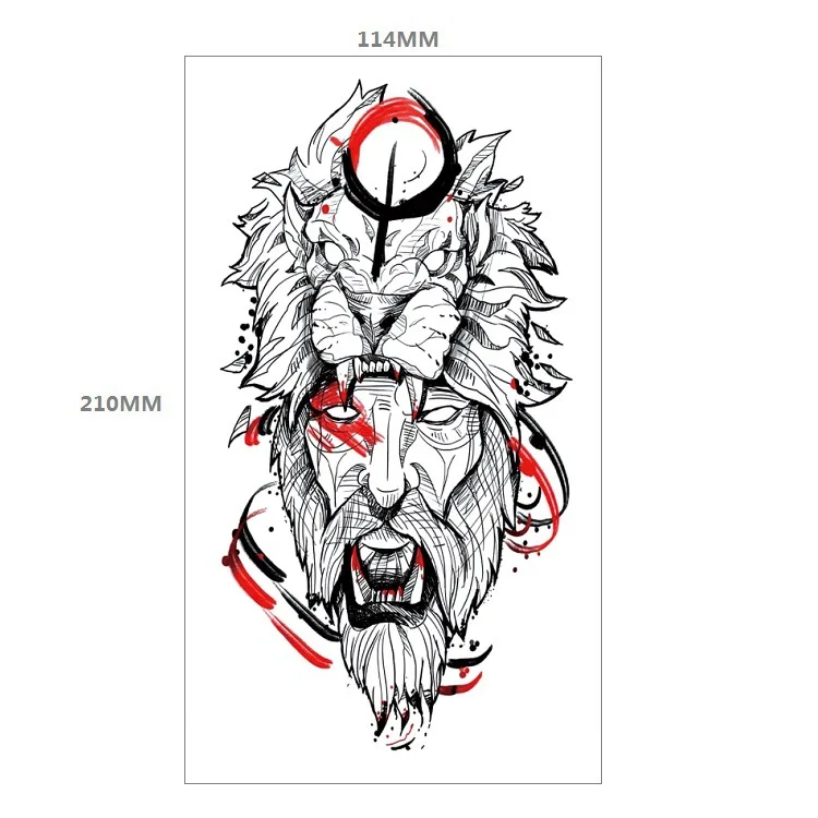 

Waterproof Temporary Tattoo Sticker Fierce Animal Pattern Fake Tattoo Arm Leg Body Art for Men Women Black Tattoos Sticker Decal