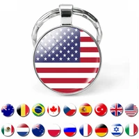 united states united kingdom russia spain flag keychain glass cabochon jewelry keychain ring patriot souvenir gift lovers