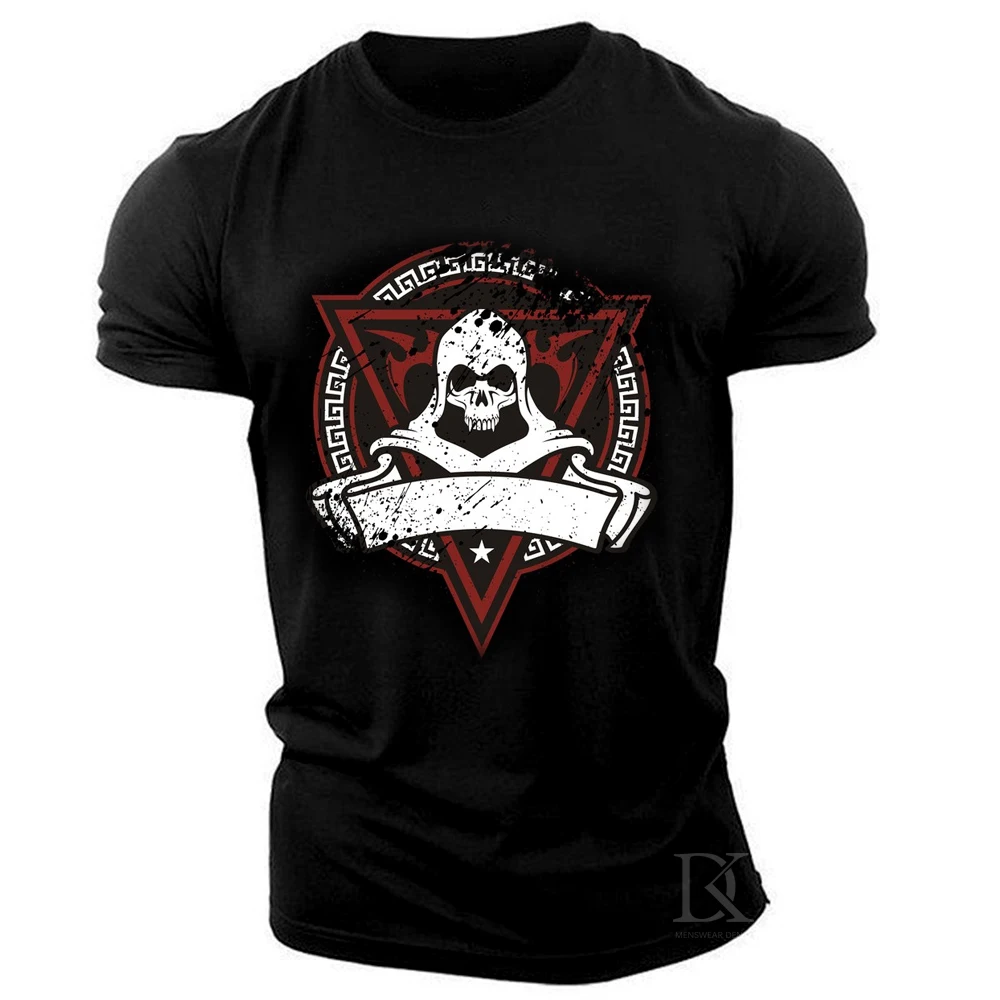 

Men's Skull T-Shirt Men's Motorcycle Punk Rock T-Shirt Men's Summer Short Sleeve Hip Hop Casual Loose Cotton Top Tee S-4XL