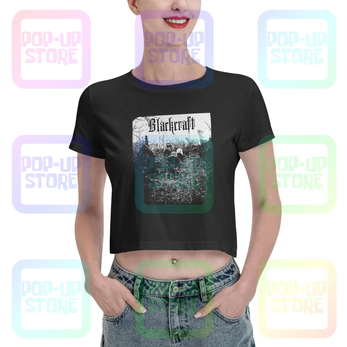 Кроп-Топ женский в готическом стиле Повседневная футболка с принтом Культовая