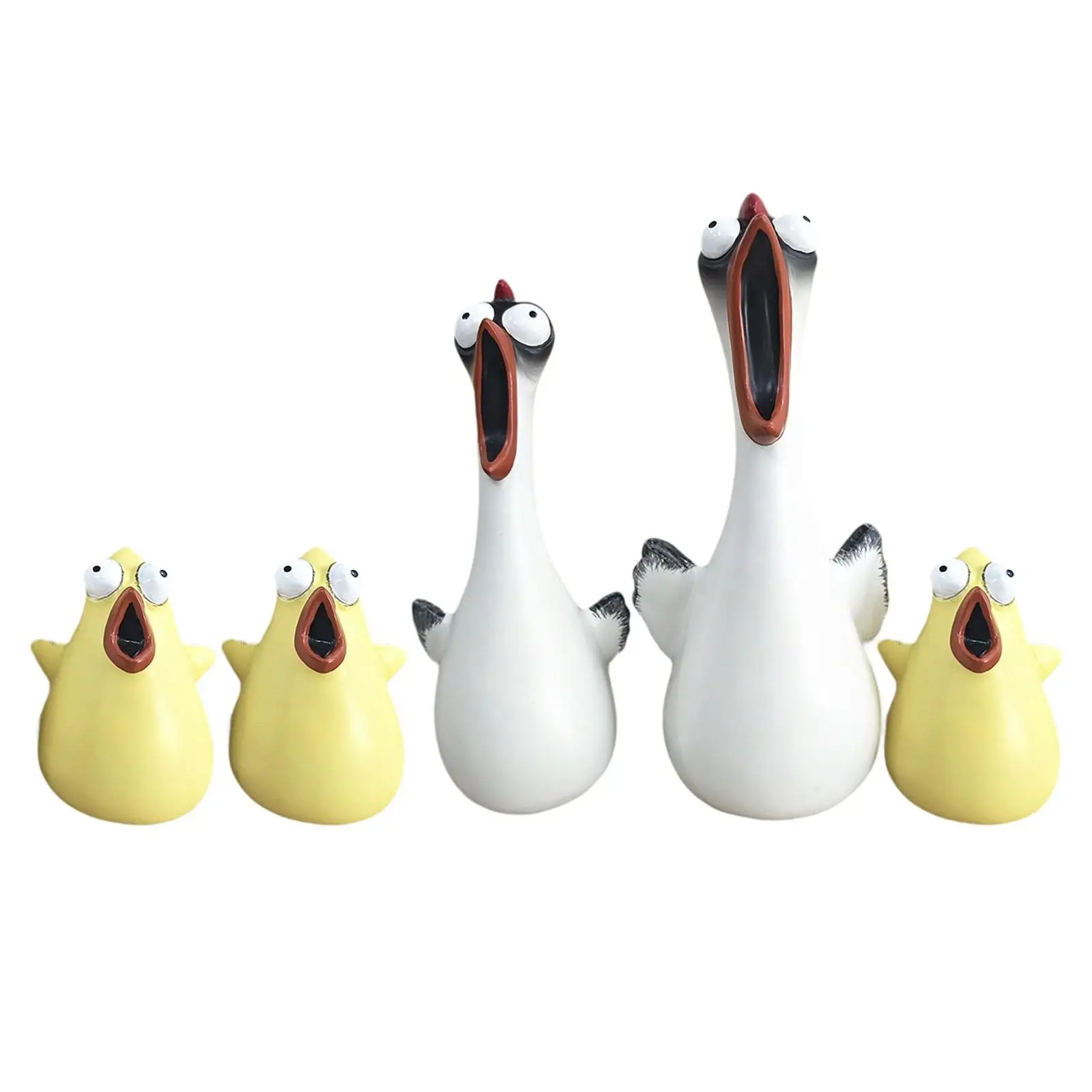 Статуэтки кричащих куриц из полимера 5 штук |