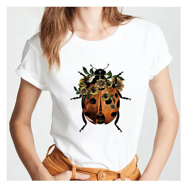 Футболка женская с коротким рукавом модная нижняя рубашка принтом божьей