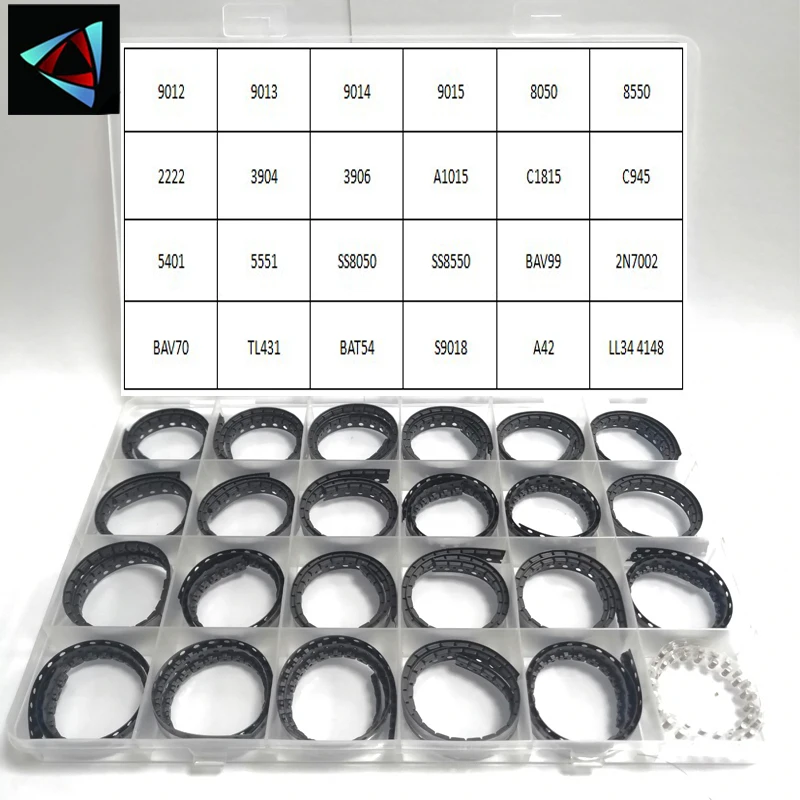 SOT-23 T4 24 Values SMD SOD 4148 5551 2222 TL431 9013 9014 3906 BAV99 A42 9018 C945 BAT Transistor And Diode Assortment Kit BOX |