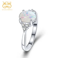 guginkei fashion opal zircon simple classic rings for women wedding engagement jewelry 925 sterling silver ring gift