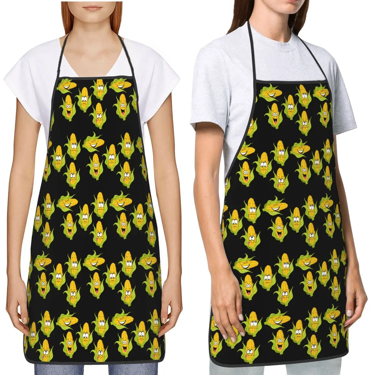 Фото Игривые фартуки с дизайном в виде кукурузы, без рукавов, для шеф-поваров, для готовки, уборки на кухне, для женщин и мужчин, для рисования №3