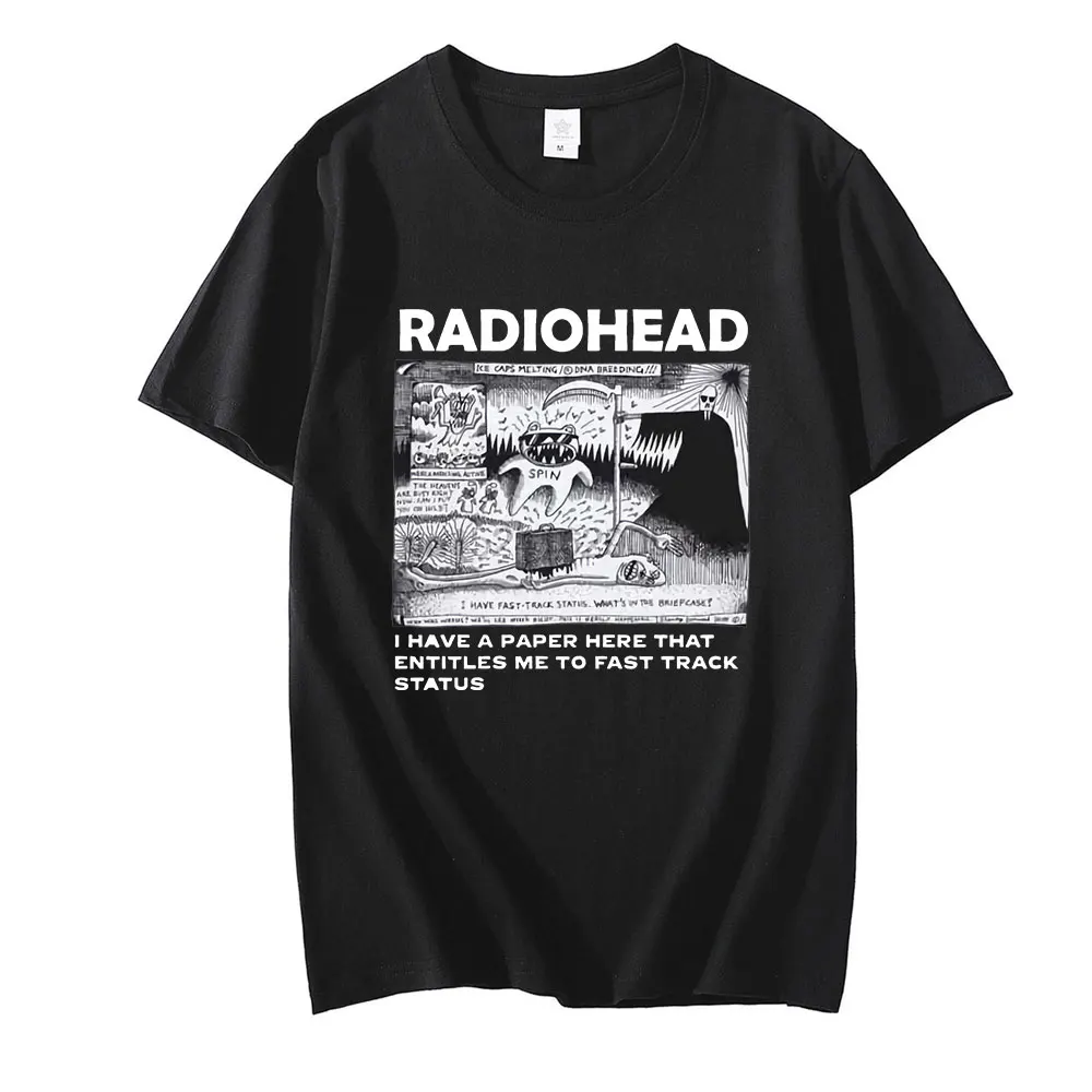 

NEU Radiohead North America Tour T-shirt EU Size Men Women Concert Tee Shirt Black Pure Cotton Short Sleeve Tees Hip Hop Tshirt