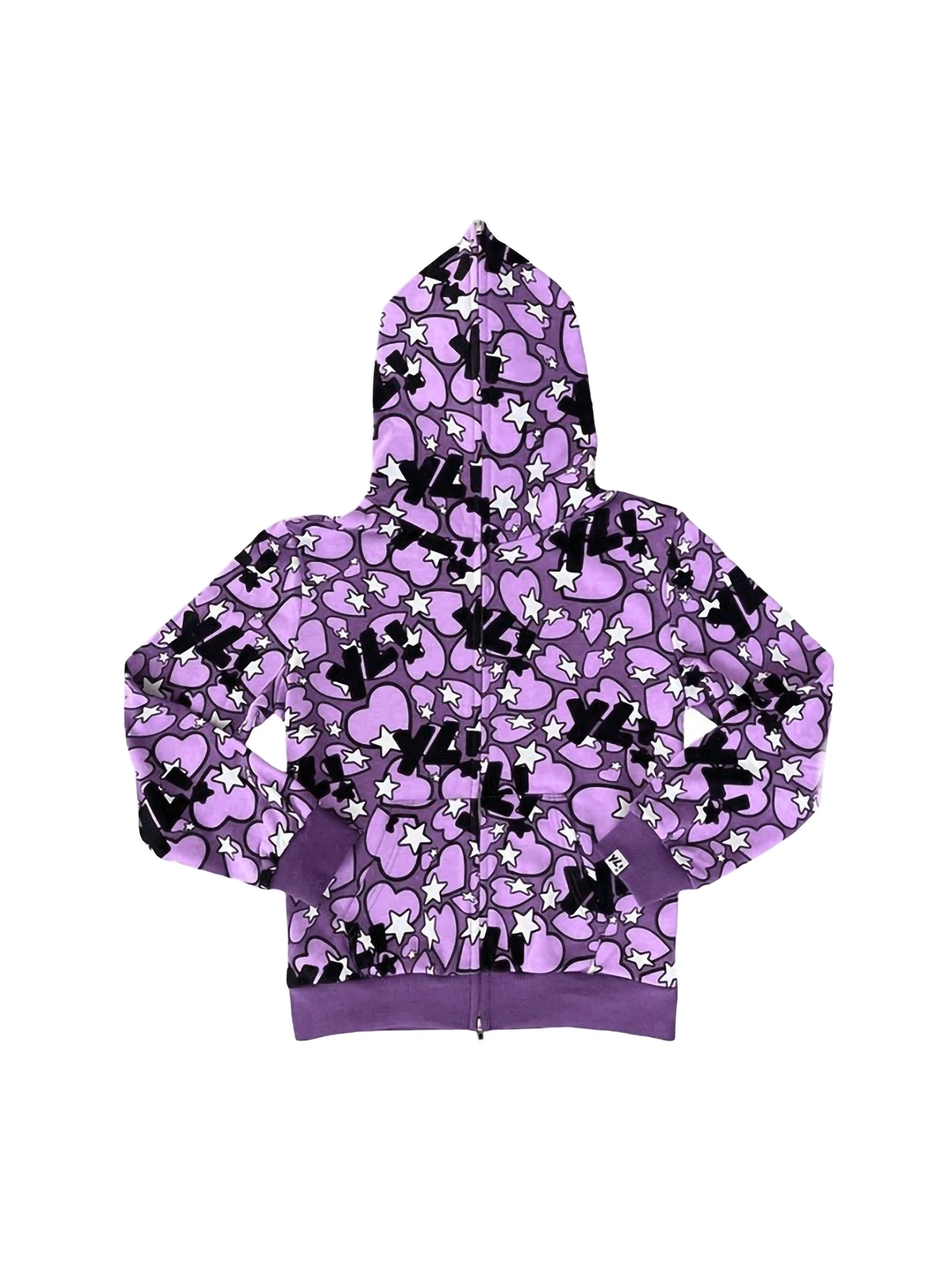 

Women Full Zip Hoodies Star Heart Print Long Sleeve Loose Fit Sweatshirts