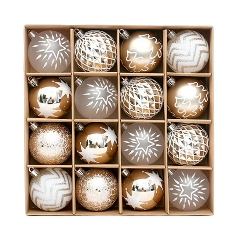 

16 Pcs Christmas Tree Balls Holiday Champagne Ball Pendant DIY Crafts Reusable Ball Set Shatterproof Props For Party Accessories
