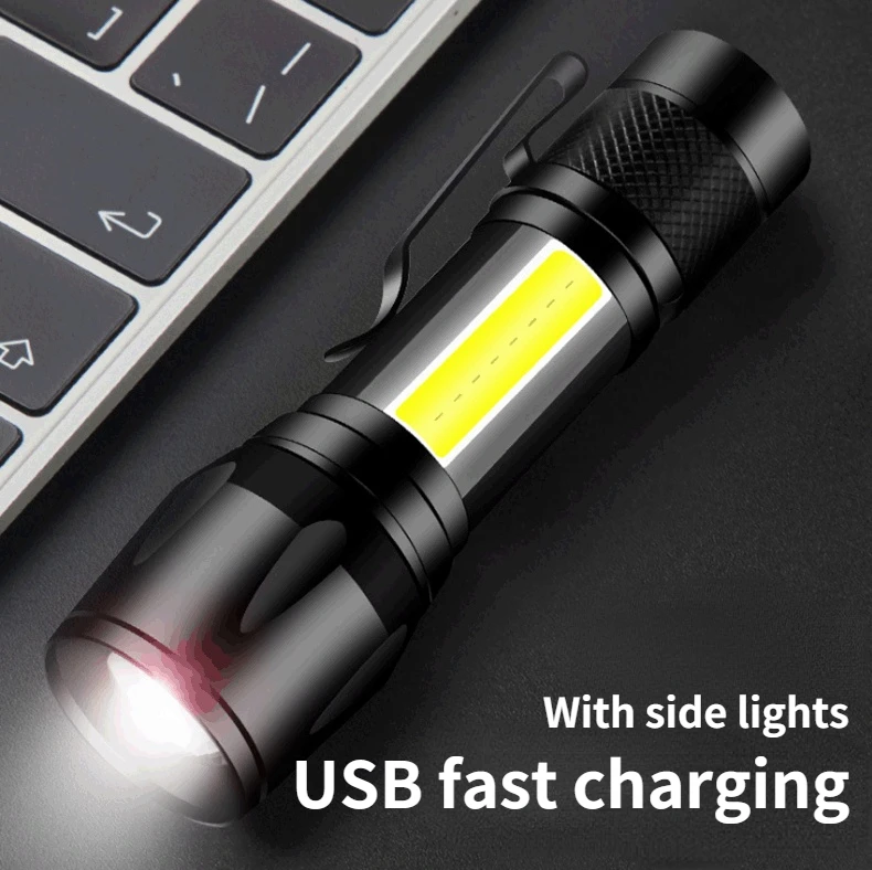 

Mini Rechargeable LED Flashlight Use Lamp Beads 100 Meters Lighting Distance Used for Adventure Camping Etc