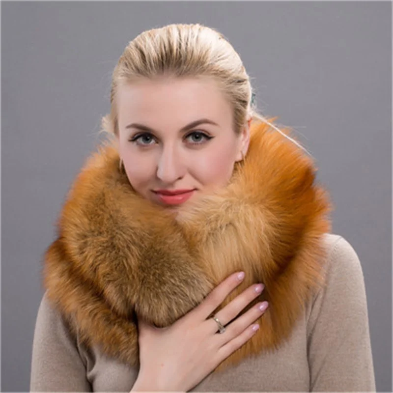 

Женский шарф из натурального Лисьего меха, зимний модный роскошный шарф-кольцо в стиле ретро