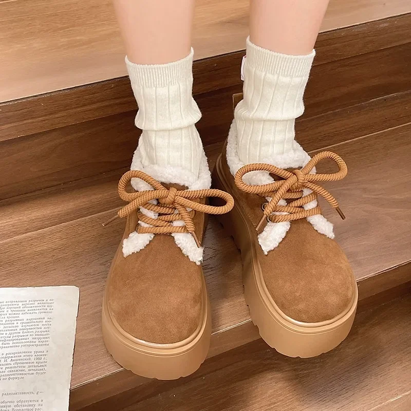 Новинка 2024 зимние женские ботинки повседневные однотонные плюшевые теплые