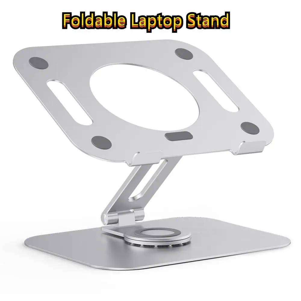 

Adjustable Aluminium Alloy Portable Laptop Stand For Desk With 360 Rotating Base L04 Ergonomic Bracket Computer Foldable Holder