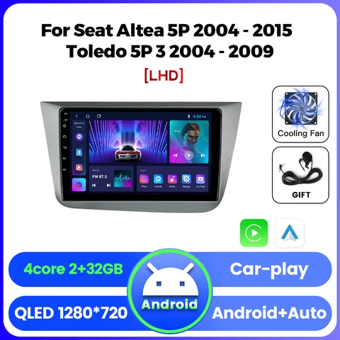 YELLOBERRY интеллектуальный беспроводной CarPlay Android 13 для Seat Altea 5P Toledo 3 2004-2015 со встроенным динамиком