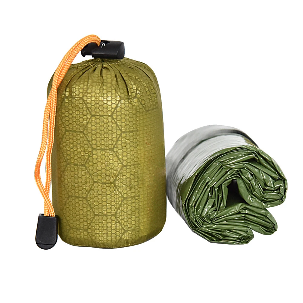 

Green Sleeping Bag Storage Bags PE Aluminum Film Palm-sized Outdoor Waterproof Camping Sleeping Survival Tools Sack 200x90CM