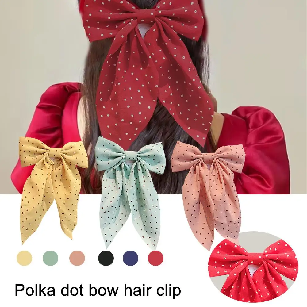 Новинка стильные волнистые заколки в горошек с большим бантом простые