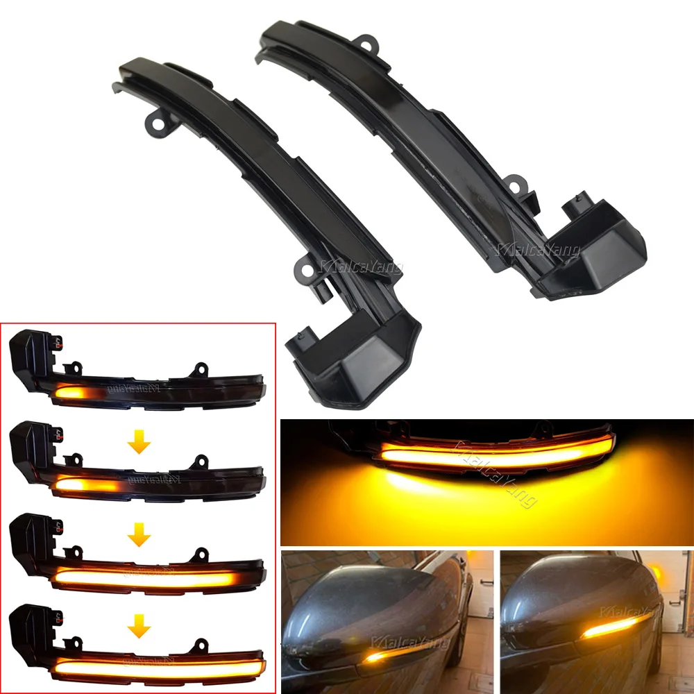 2x Dynamic LED Turn Signal Light For Jaguar XE XF XJ F-TYPE XK XKR I-PACE X250 X260 Rearview Mirror Blinker Sequential Indicator