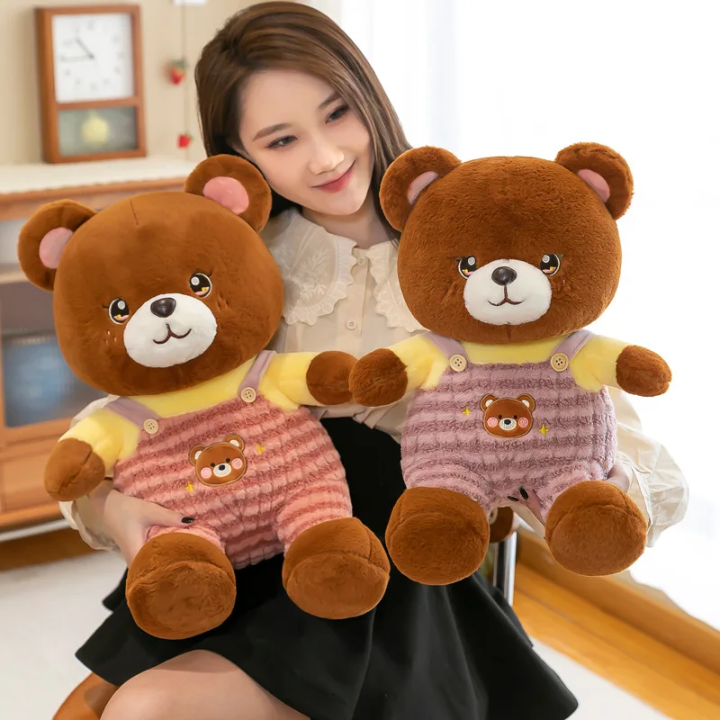 

Zqswkl 40/50/60cm Baby Bear Doll Couple Strap Brown Bear Plush Toy Hug Bear Doll Children's Birthday Gift