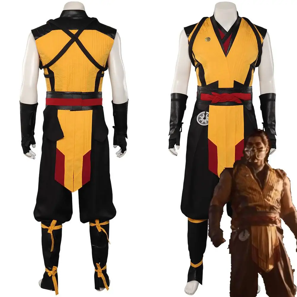 Костюм для косплея из игры Mortal Cos Комбат 1 Скорпион униформа взрослых мужчин