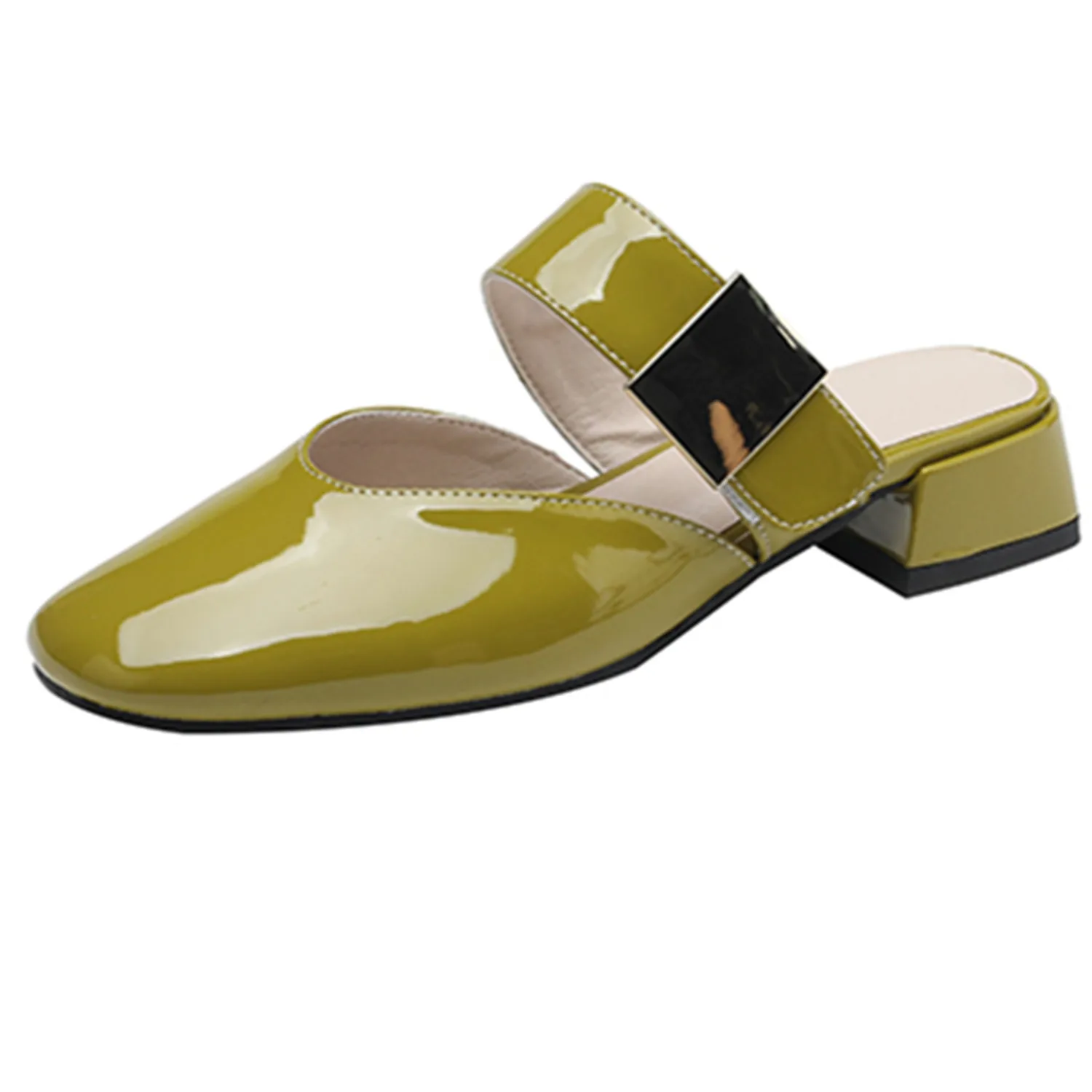 

Женские винтажные Шлепанцы из натуральной кожи, на низком квадратном каблуке, размеры 34-40