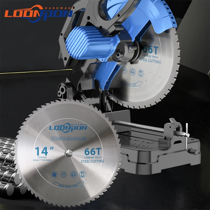 Loonpon Metal Cutting Disc 355mm Carbide Circular Saw Blade For Iron Steel Aluminum Metal Carbide Tipped Cutting Blade