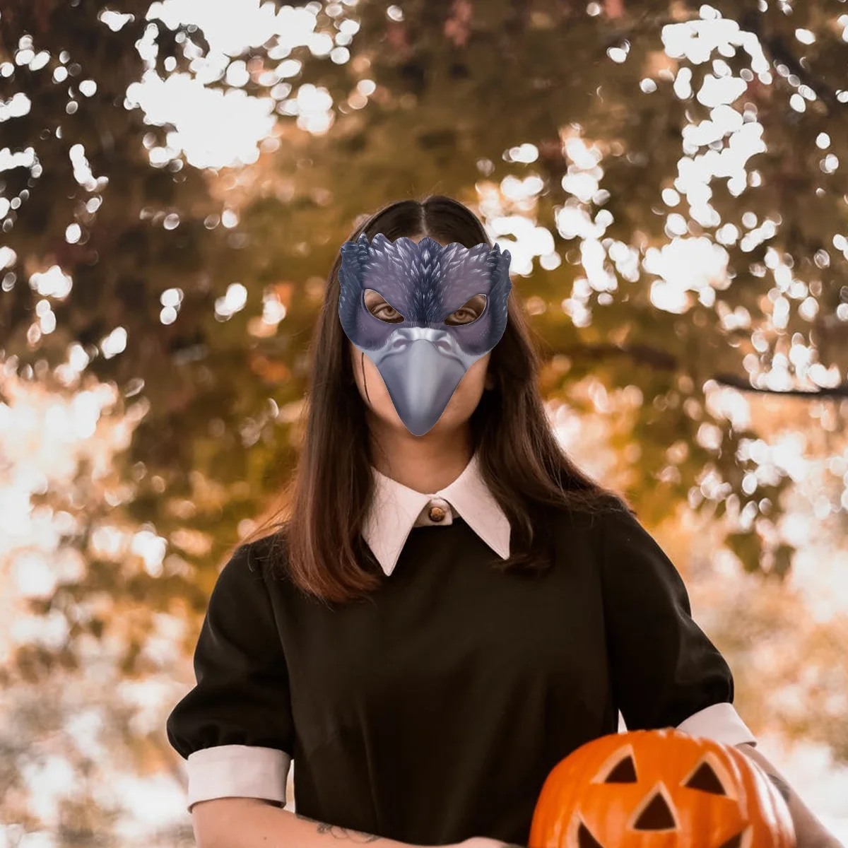 Костюм паука для детей маска вороны клюв половина лица Хэллоуин карнавал