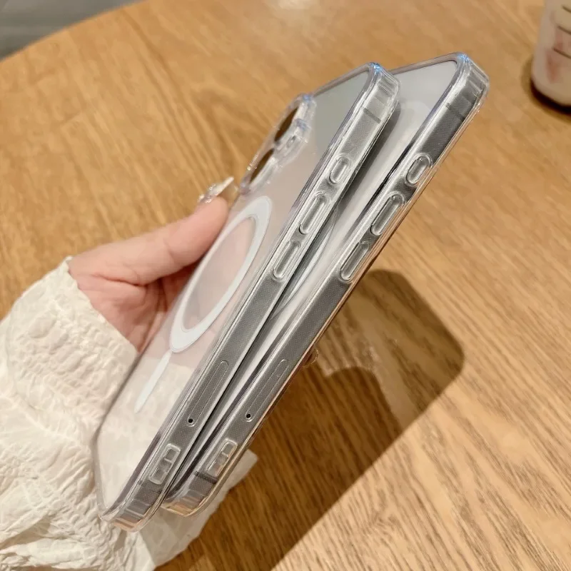 Магнитный Прозрачный чехол для iPhone 16 15 14 13 12 11 Pro Max