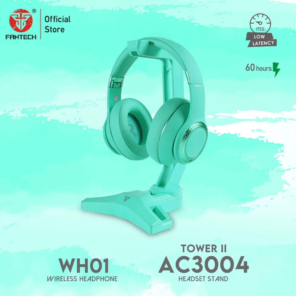 

FANTECH WH01 Bluetooth Headphones & AC3004 Headphone Stand 60 Hours Playback Wireless and 3.5 mm Wired headset