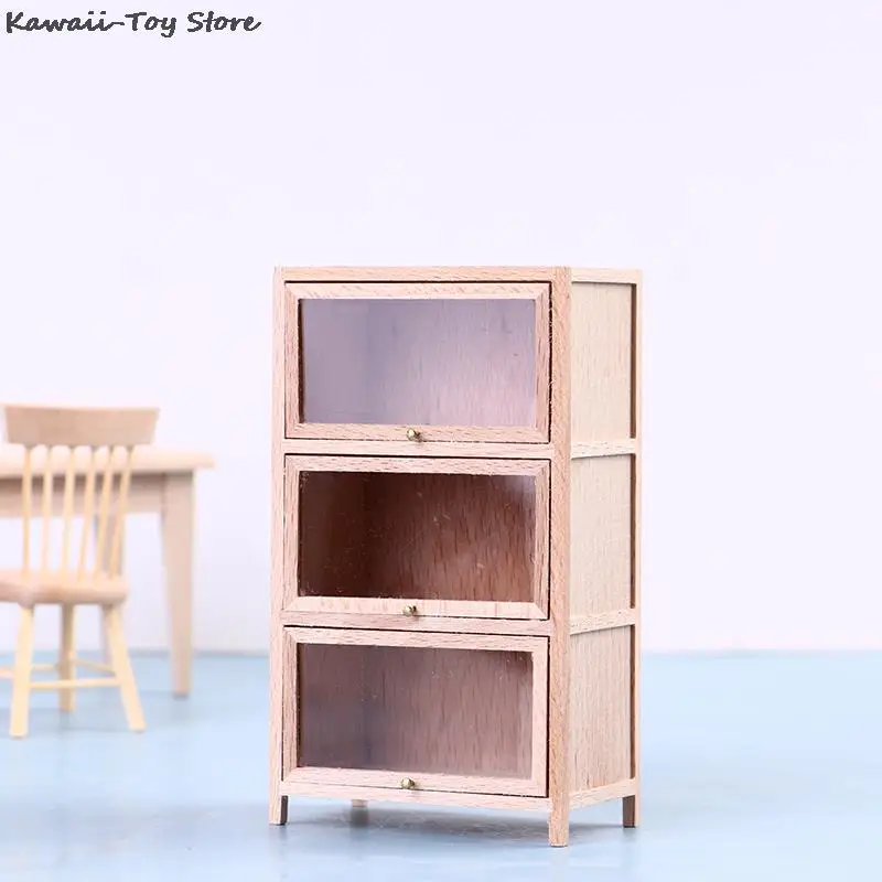 

Dollhouse Wooden Bookcase Furniture Accessories 3-Tier Wood Shelf Cabinet For Landscape Decor