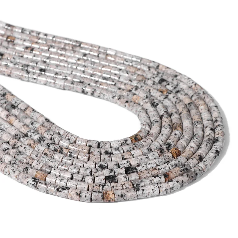 

Natural Beige Black 4mm Jaspers Tube Column Shape Loose Spacer Stone Beads for Jewelry Making DIY Beading Bracelets Accessory