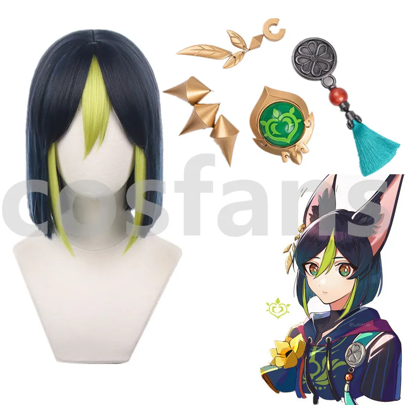 

Парик для косплея Game Genshin Impact Sumeru toughnari, термостойкий головной убор из синтетических волос, реквизит для вечерние ринки на Хэллоуин