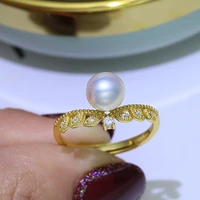 meibapj 8mm round natural freshwater pearl wing ring real 925 sterling silver fine wedding jewelry for women